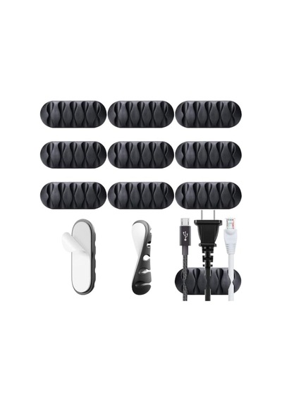 Aee 9 Adet Yapışkanlı Kablo Düzenleyici 5 Yuvalı Kablo Tutucu Organizer Siyah, Kablo Sabitleyici, Masaüstü Bilgisayar Telefon Şarj Kablo Toplayıcı Çalışma Masası Ofis Toparlayıcı Klips