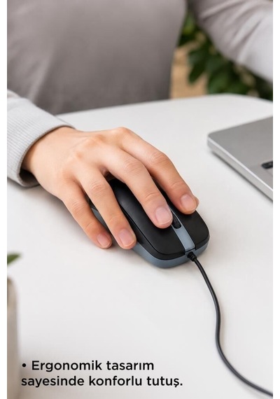 Özel Üretim Ofis Çalışma Büro Mouse Optik Kablolu Fare Tm06 Gri
