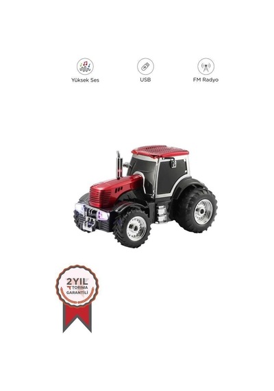 Frekans Cihazı Ses Yayan Görsel Spiker Bluetooth Hoparlör Traktör Tasarımlı D42 Kırmızı