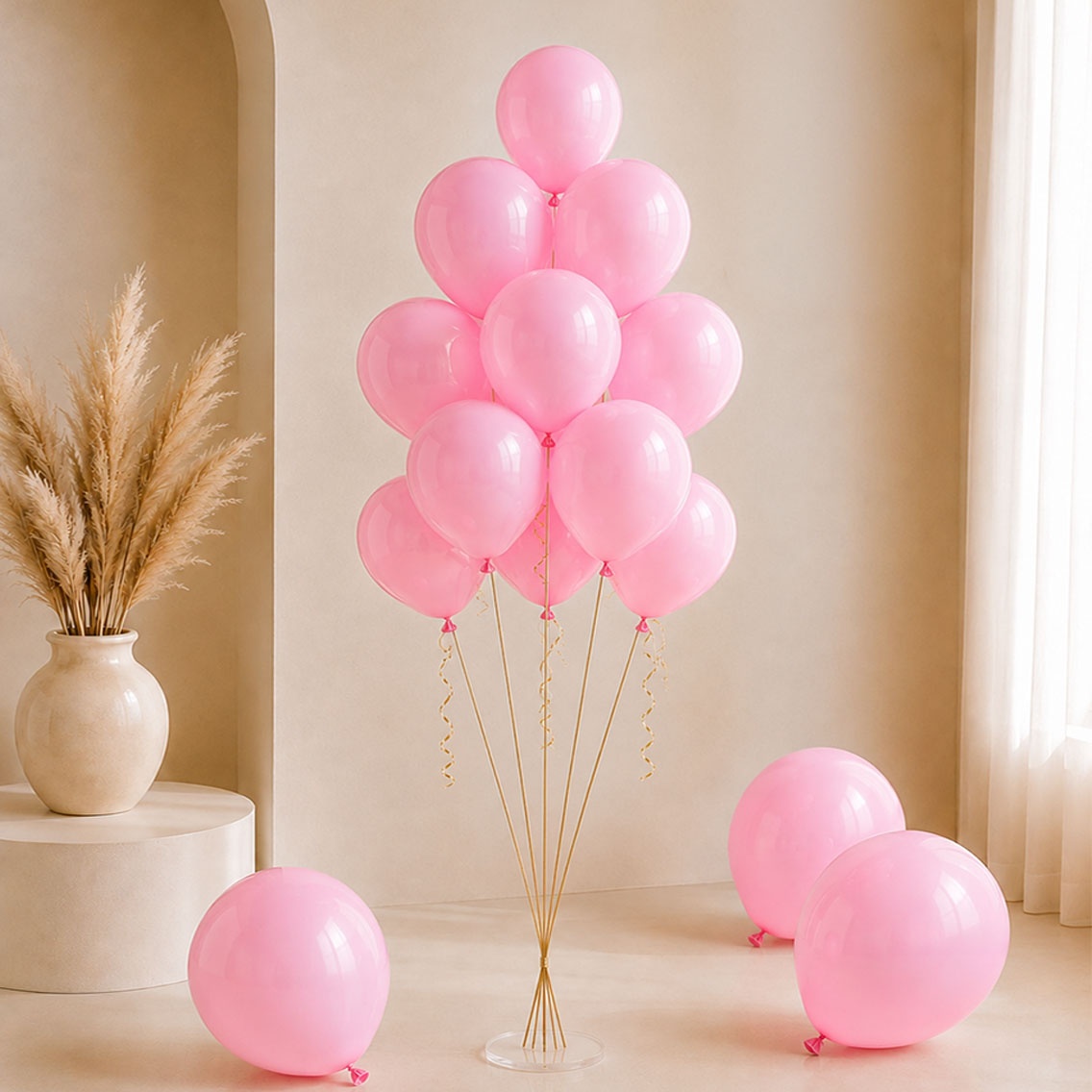 Pembe Renk Lateks Pastel Balon 30 Cm - 12 Adet