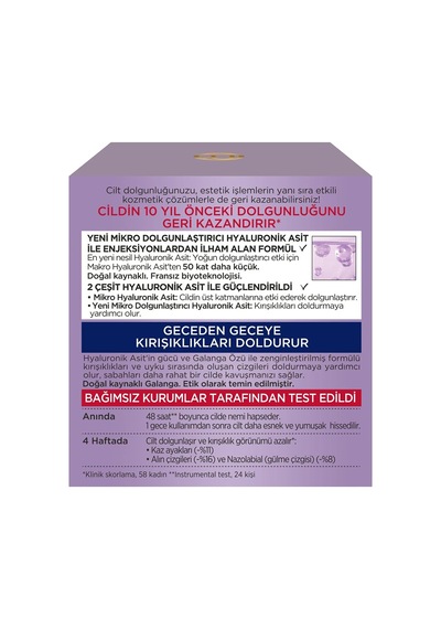 Revitalift Filler Yoğun Dolgunlaştırıcı Hyaluronik Asit İçeren Yaşlanma Karşıtı Gece Kremi 50 Ml