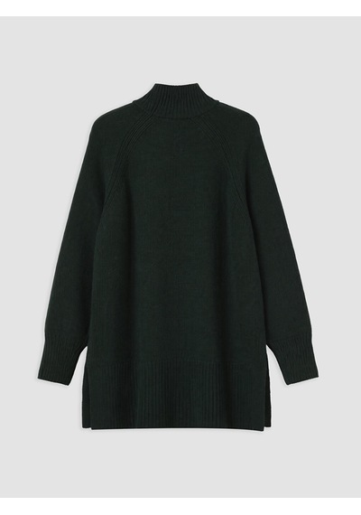 Lcw Modest Yeşil Yarım Balıkçı Yaka Oversize Kadın Triko Tunik Xl-2xl