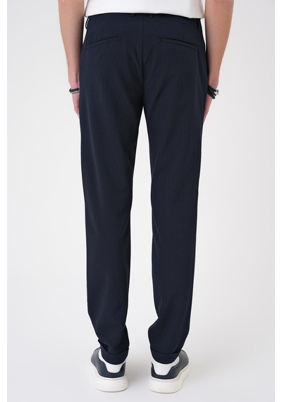Efor Comfort Fit Gofre Dokulu Beli Lastikli Lacivert Jogger Pantolon P 1177 Lacivert