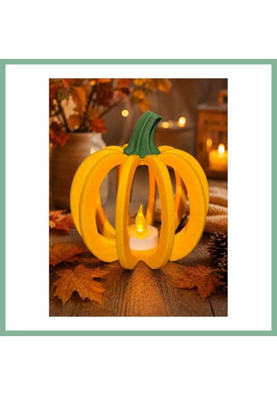 Bşkvirgo 3d Baskı Delikli Balkabağı Fener Tealight Mumluk Sonbahar Cadılar Bayramı Dekoratif Şamdan Turuncu Bsk2026