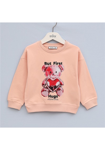 Wanex Kız Çocuk Uzun Kol Kalın Sweatshirt - 32681 Turkuaz