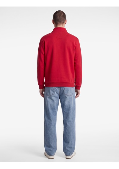 Koton Pamuklu Uzun Kollu Baskılı Yarım Fermuarlı Sweatshirt Kırmızı 7wam70062mk