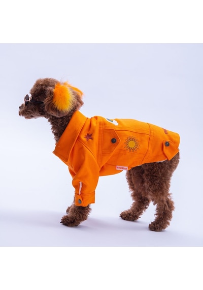 Turuncu Cancun - Cancún Ceket Gabardin Çıtçıtlı Kedi Köpek Ceketi Kedi Köpek Kıyafeti Kedi Köpek Elbisesi