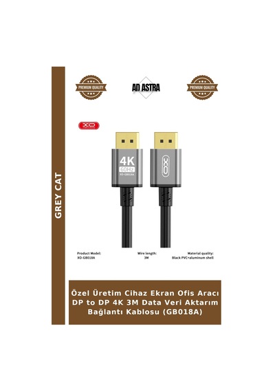 Özel Üretim Cihaz Ekran Ofis Aracı Dp To Dp 4k 3m Data Veri Aktarım Bağlantı Kablosu Gb018a