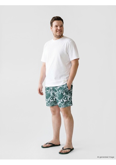 Lcw Swımwear Yeşil Kısa Boy Desenli Erkek Deniz Şortu