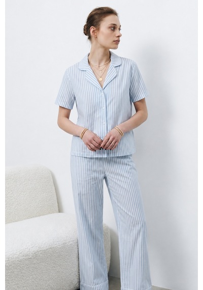 Norcia Sports V Yaka Kapama Lastik Bel Mavi Pijama Takımı Çok Renkli - 929323083 Çok Renkli - 929323083 Çok Renkli