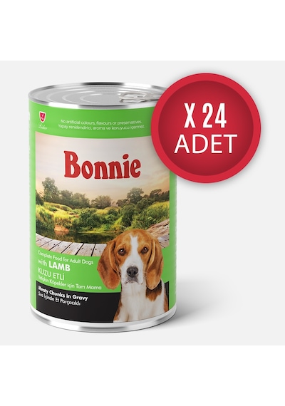 Bonnie Kuzu Etli Sos İçinde Et Parçacıklı Köpek Konservesi 400g X 24 Adet