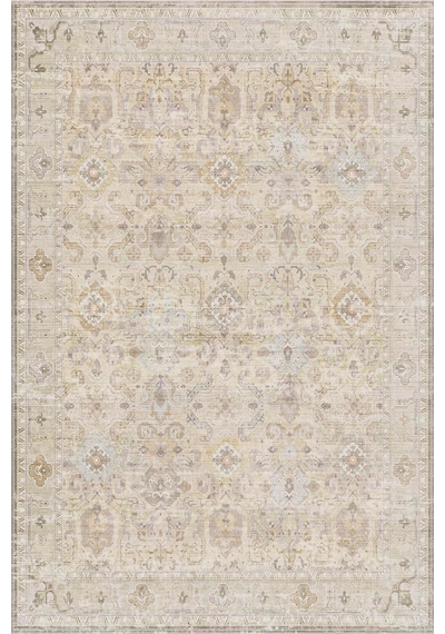 Latte Dizayn Ryella Vintage Desenli Şönil Pamuk Tabanlı Yıkanabilir Kaymaz Antibakteriyel Salon Halısı 80x200 Çok Renkli