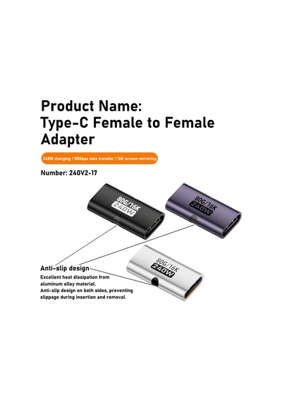80gbps Usb-c Dişi - Dişi Adaptör, 240w Pd3.1 Hızlı Şarj, 16k 60hz Görüntü Aktarımı, Alüminyum Alaşımlı Tip-c Dişi Konnektör Uzatıcı - Siyah Otgff 80gbps Usb-c Dişi - Dişi Adaptör, 240w Pd3.1 Hızlı Şarj, 16k 60hz Görüntü Aktarımı, Alüminyum Alaşımlı Tip-c Dişi Konnektör Uzatıcı - Siyah Otgff
