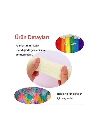 Krem Şerit Krapon Kağıdı Rulosu, Çiçek Yapım, Parti, El İşi Süsleme Kağıdı, 6 Adet, 4.5 Cm X 22metre