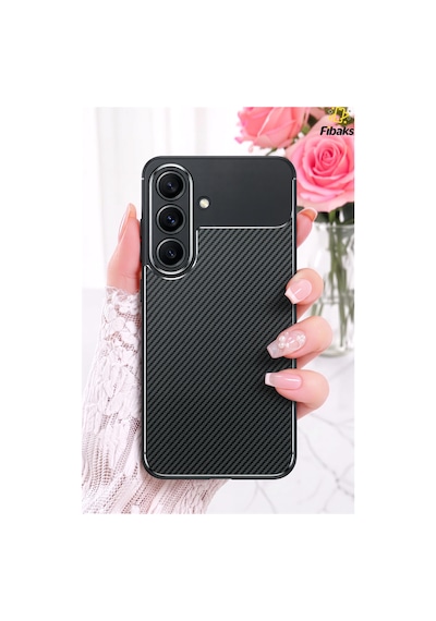 Fibaks Galaxy S26 Plus Uyumlu Kılıf Kamera Çıkıntılı Karbon Desenli Renk Atmaz Koruyucu Kapak