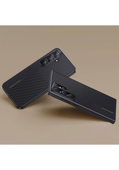 Galaxy S25 Kılıf M-safe Şarj Uyumlu Karbon Fiber Benks Montage Hybrid Armorpro Kevlar Kapak Siyah