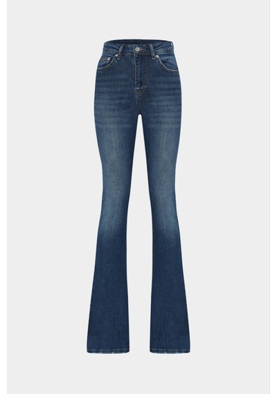 Açelyaokcu High Waist Flare Leg Full Length Stretch Jean Mavi