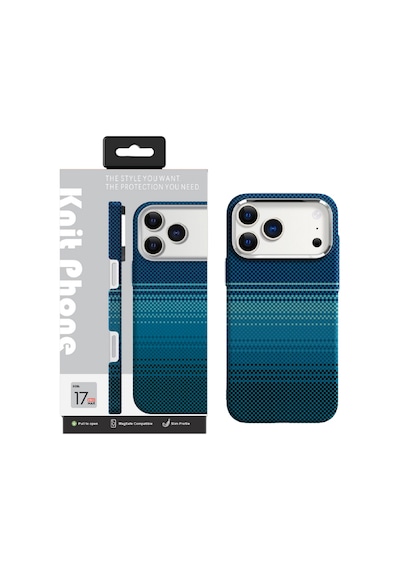Knit Apple iPhone Uyumlu 17 Pro Max Kevlar Series Kılıf Lf - 114 Mavi