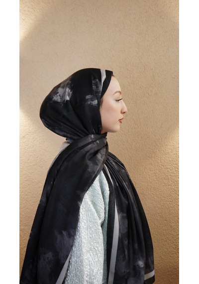 Mirsoy Scarf Safir Etnik Desen Şal Siyah