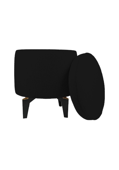 Gazzini Furniture Rio Retro Ayaklı Sandıklı Silindir Dekoratif Puf - Siyah