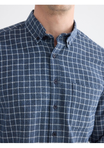 Lcwaıkıkı Classic İndigo Regular Fit Ekose Erkek Gömlek