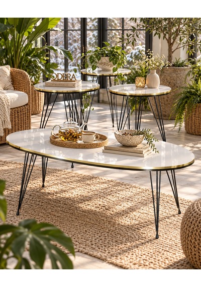 Odera Çift Altın Beyaz Elips Orta Sehpa Ve Zigon Sehpa 4'lü Set Siyah Tel Metal Ayaklı Modern Retro Salon Sehpası Diğer Odera Çift Altın Beyaz Elips Orta Sehpa Ve Zigon Sehpa 4'lü Set Siyah Tel Metal Ayaklı Modern Retro Salon Sehpası Diğer