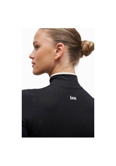 Because Of Alice Base Contrast Trim Zip Up Jacket Şekillendirici Kontrast Detaylı Kadın Ceket Siyah