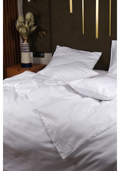 Lawon Atina Serisi Tek Kişilik Pamuk Saten Otel Nevresimi 160 220cm Beyaz