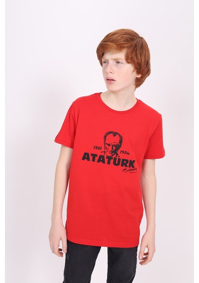 Toontoy Kids Toontoy Unisex Çocuk Baskılı Tişört Kırmızı