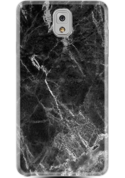 Samsung Uyumlu Galaxy Note 3 Kılıf Silikon Kara Mermer 1375