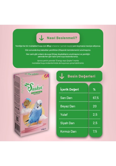 Şaşkın Muhabbet Kuşu Yemi 250 G - 20 Adet 250 G