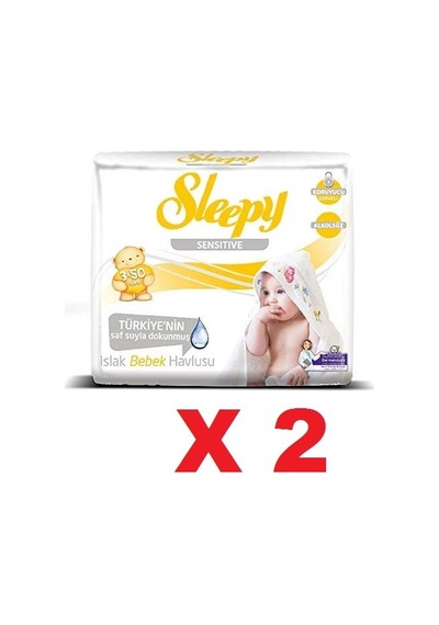 Sleepy Sensitive Islak Mendil Havlu 3 X 50'li '2li Paket 300 Yaprak 6'lı Set