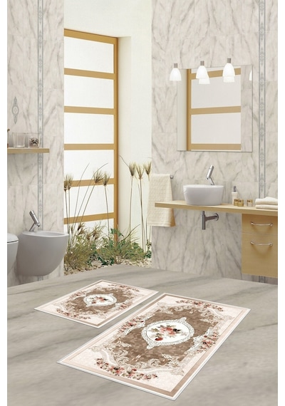 West Home Dijital Baskı Yıkanabilir Kaymaz Taban Salon Halısı Mutfak Halısı Yolluk Ve Banyo Paspası Wh 031 Beige