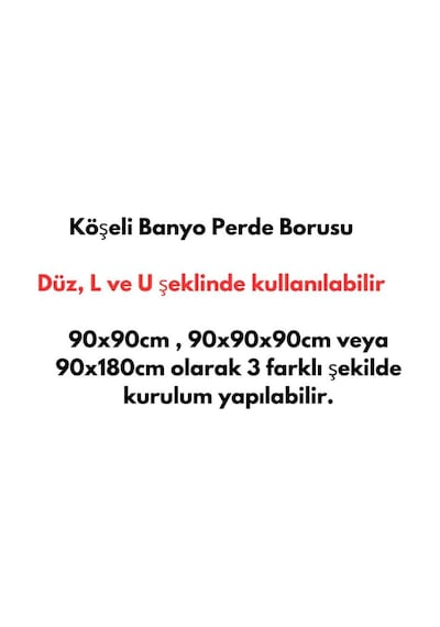 Banyo Perde Borusu Köşe Boru 90x3 Siyah Duş Perde Borusu Perde Askısı Duş Borusu Metal Siyah