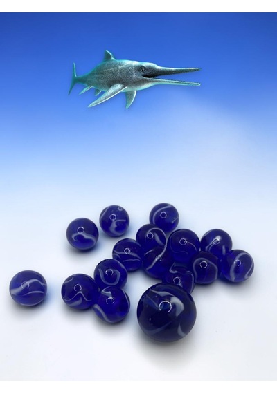 Lchthyosaurus Beyaz Desenli Cam Misket Seti