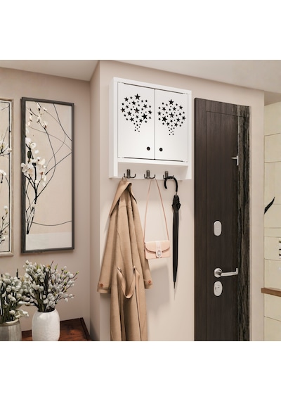 Dekoratif Yıldız Kesim Askılı Sigorta Kutusu Gizleyici Ve Anahtarlık Dolabı