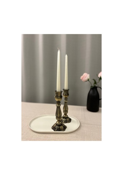 Barok İnci Eskitme Gold 2'li Şamdan & Mumluk Dekorasyon Seti Eskitme Gold - 822304147 Eskitme Gold