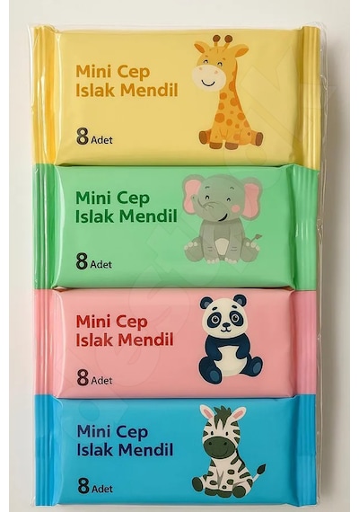 8'li Cep Islak Mendili - Taşınabilir Islak Mendili - Seyahat