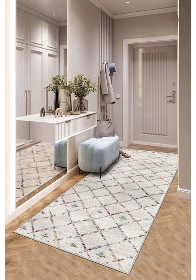 West Home Makinede Yıkanabilir Kaymaz Taban Leke Tutmaz Modern Kesme Yolluk Mutfak Yolluk Halı Yolluk Wh 464 White Yolluk