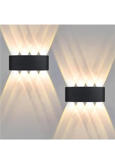 2 Adet 15 Watt, Amber Işık Ledli Çok Kaliteli İç Ve Dış Mekan Aydınlatma Armatürü Bahçe Duvar Apliği Amber