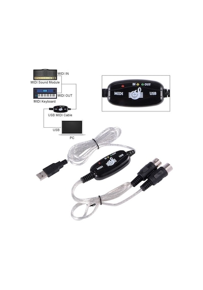 Usb Midi Kablo Org Adaptör Keyboard Adapter Piyano - 2 Metre