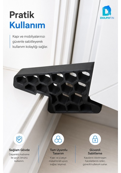 Pencere Kapı Sabitleyici Stoper Siyah Pvc Doğrama Rüzgâr Önleyici Takoz