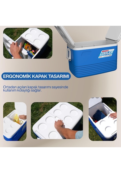 60 Lt Buzluk Termos ,2 Adet K-700 Buz Aküsü Hediye Mavi