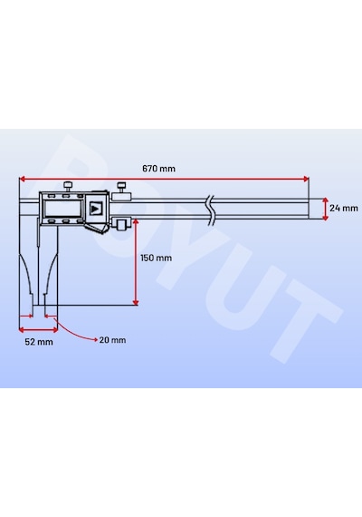 Dasqua 2220-8110 Uzun Tek Çeneli Dijital Kumpas 0-500 Mm Hassas Ölçüm