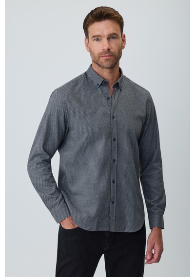 Morven Erkek Siyah Trend Desenli Dynamic Fit Gömlek 26ks004004001 Siyah