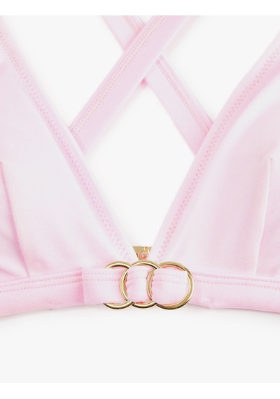 Koton Metal Aksesuarlı V Yaka Çapraz Askılı Bralet Bikini Üstü Pembe 6sak10146mm Gül