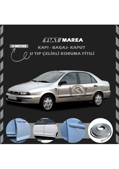 Fiat Marea Oto Araç Kapı Koruma Fitili 5metre Parlak Gri Renk