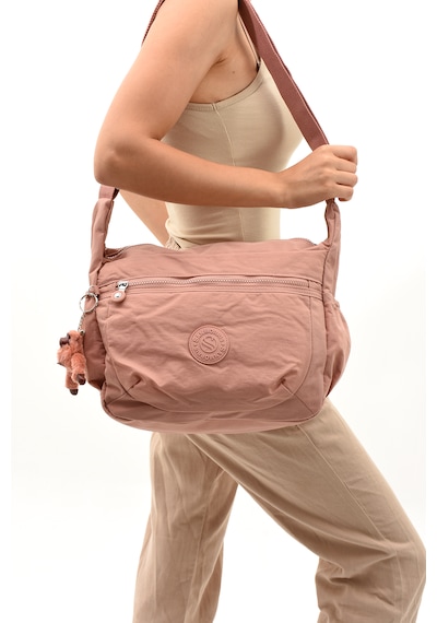 Sanmorris Unisex Su Geçirmez Buruşuk Kumaş Büyük Çapraz Çanta 3045 Pembe