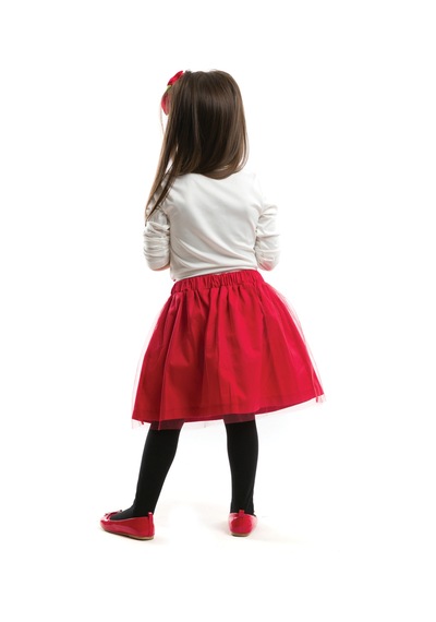 Denokids İncili Kız Çocuk Body Tüllü Kırmızı Etek Takım Renkli Çok Renkli