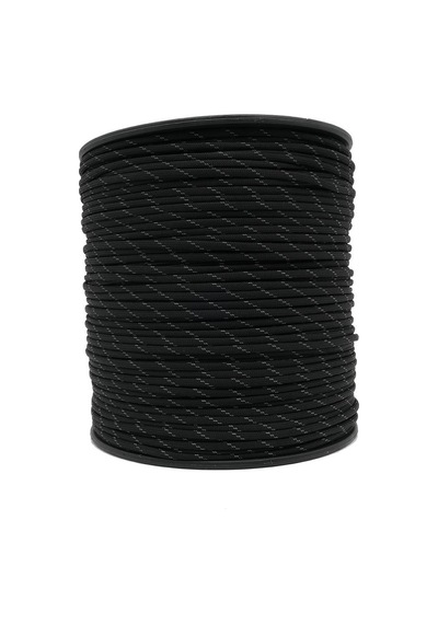 Mg Ropes Bileklik,outdoor 4 Mm Reflektörlü Paracord İp No:47 100 Metre Siyah